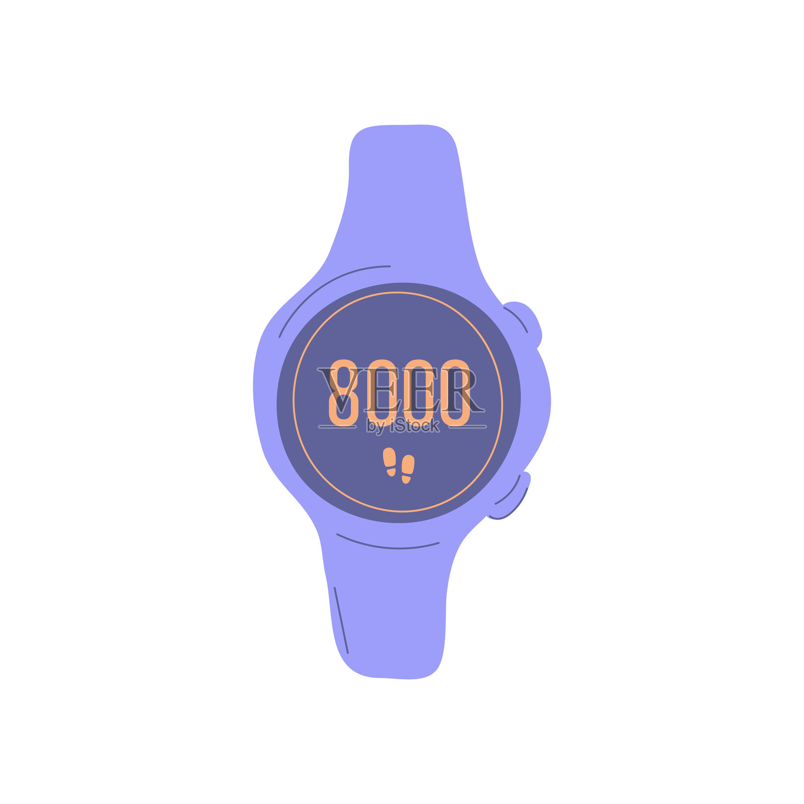 卡通风格的智能手表，积极的生活方式。步数追踪器。矢量插图插画图片素材