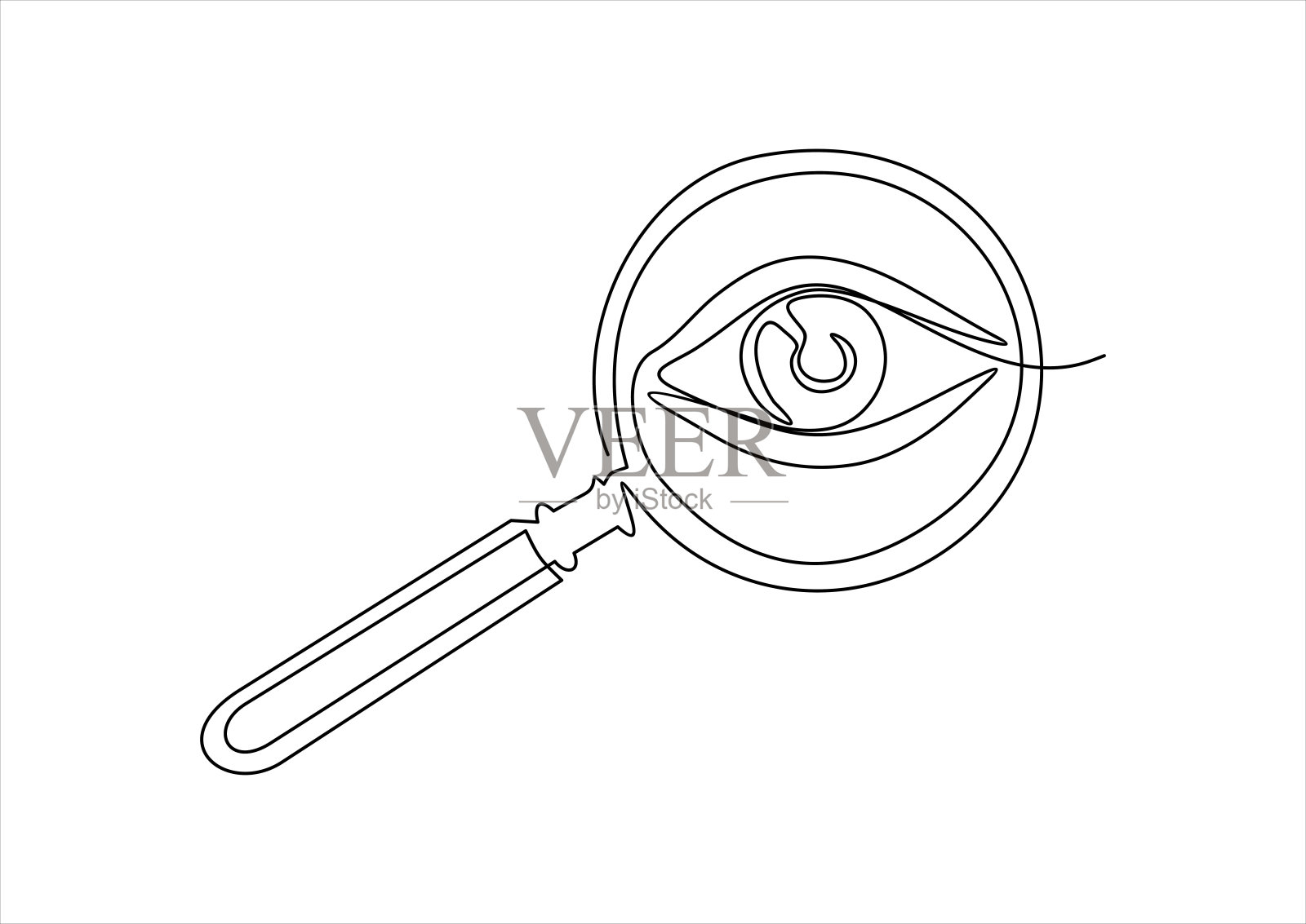 搜索矢量线条图标。放大镜和眼睛。眼睛测试线条图标插画图片素材