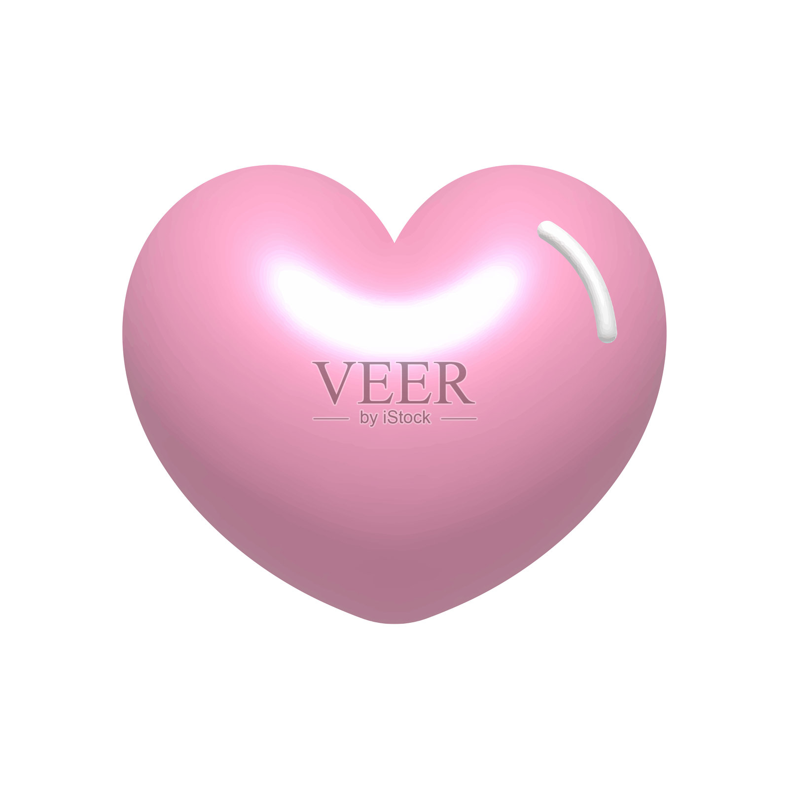 光滑的3D粉色心形图标。适用于情人节卡片、派对装饰和爱情主题设计的俏皮矢量插图。插画图片素材