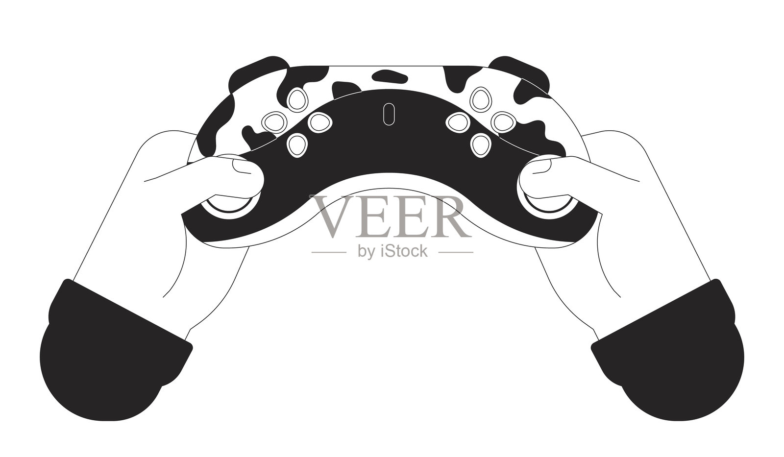 手持手柄的卡通人的双手轮廓插图插画图片素材