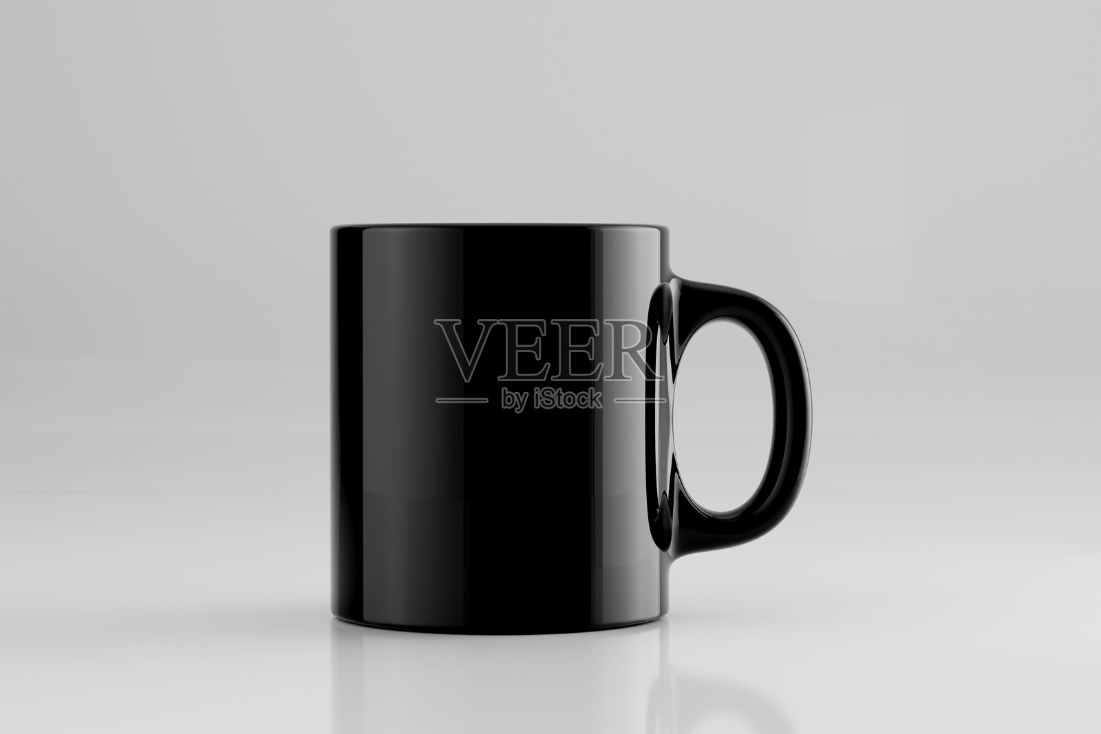 黑色陶瓷咖啡杯模型在白色背景上 - 3D插图渲染照片摄影图片