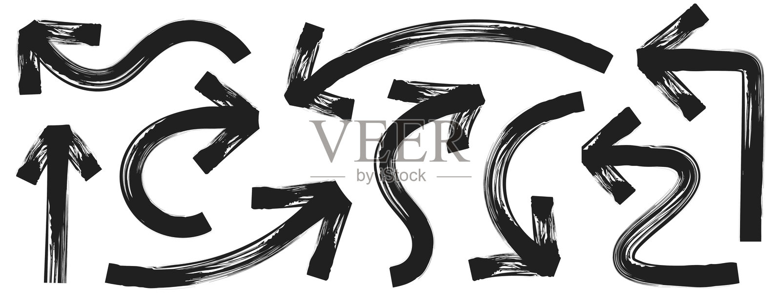 箭头标记粗体风格黑色纹理套装插画图片素材