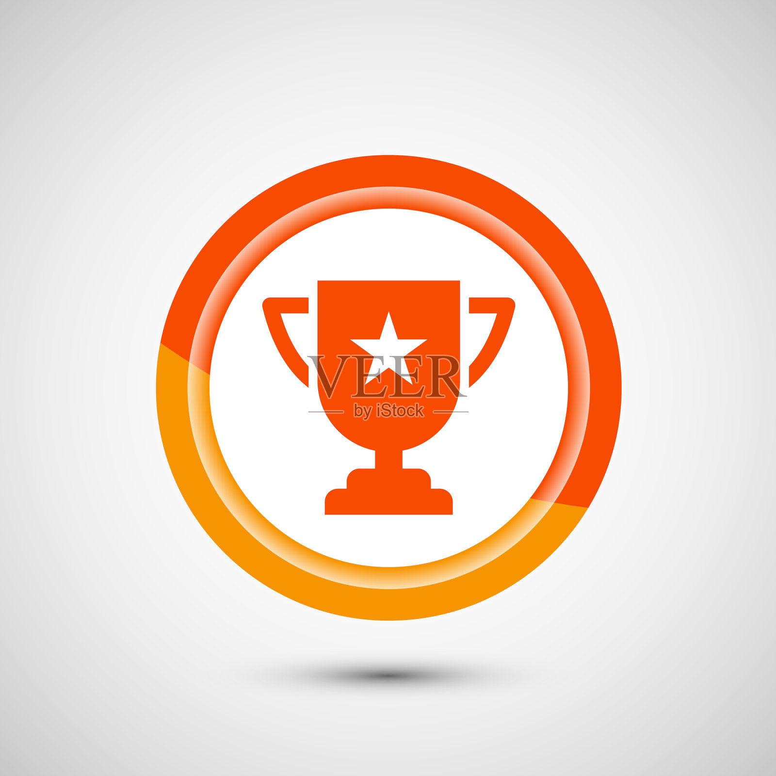 奖项图标设计插图，获胜图标，冠军符号，橙色按钮设计插画图片素材
