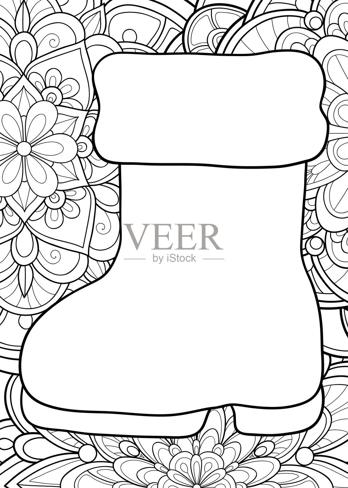 背景中有圣诞元素的禅意装饰插图，旨在放松心情。插画图片素材