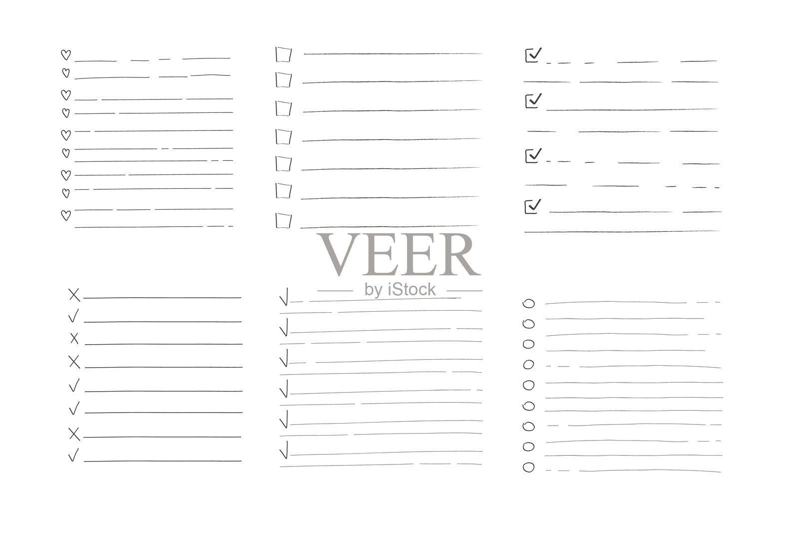 待办事项清单页面涂鸦空白。提醒、备忘录手绘图，独立于白色背景。铅笔计划、记事本、纸张。矢量插图。插画图片素材