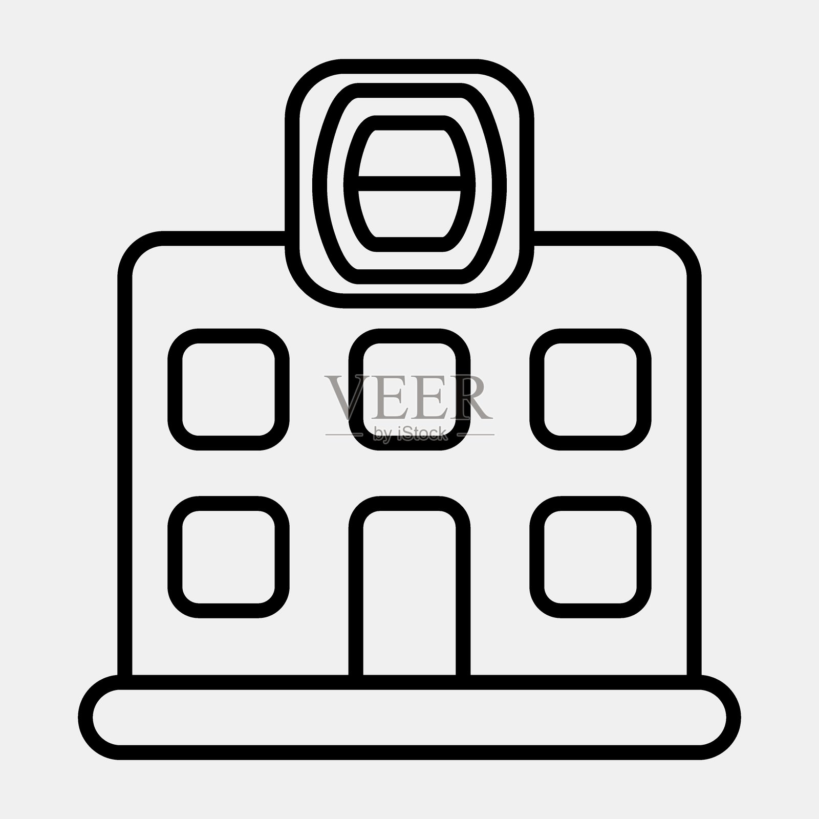 选举委员会大楼图标。印尼大选元素。线条风格图标。适合用于印刷、海报、信息图等。插画图片素材