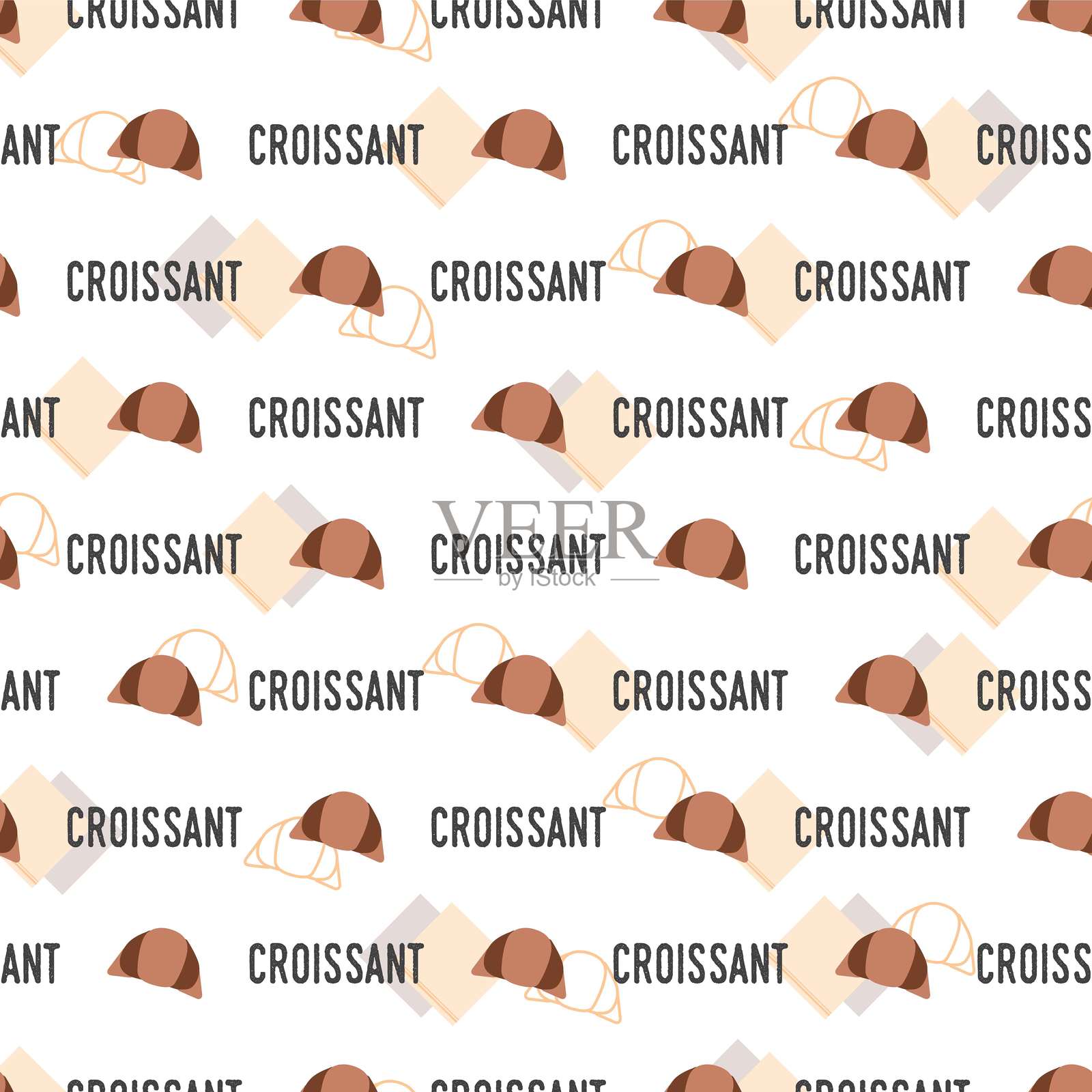 优雅的可颂面包图案插画图片素材