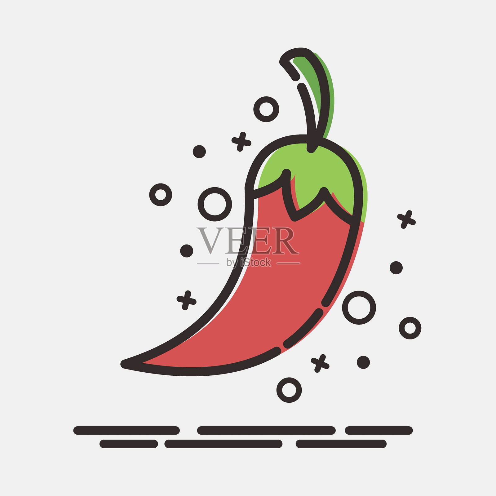 辣椒图标。亡灵节庆祝元素。MBE风格的图标。适合印刷、海报、标志、派对装饰、贺卡等。插画图片素材