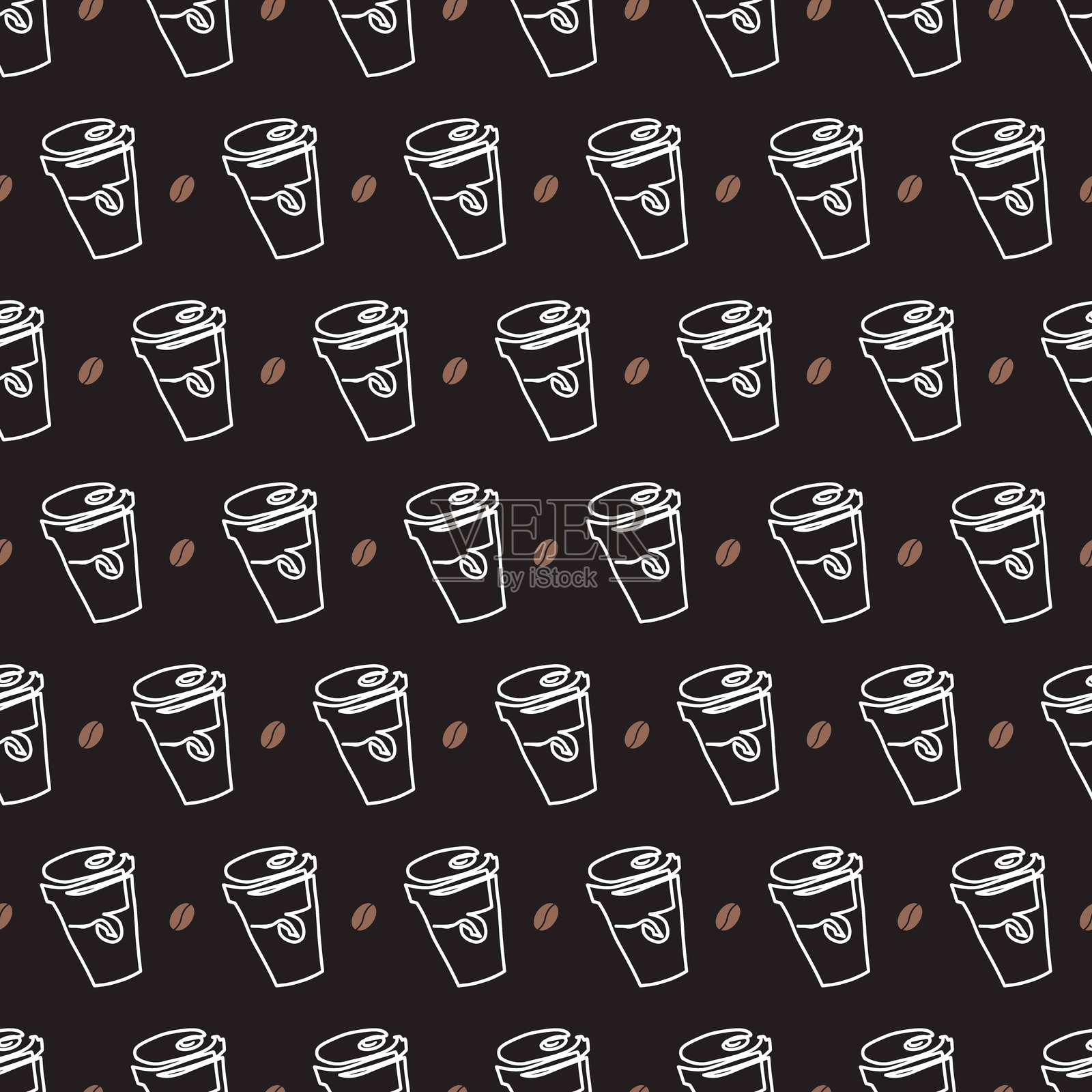 咖啡因涂鸦咖啡外带杯图案插画图片素材