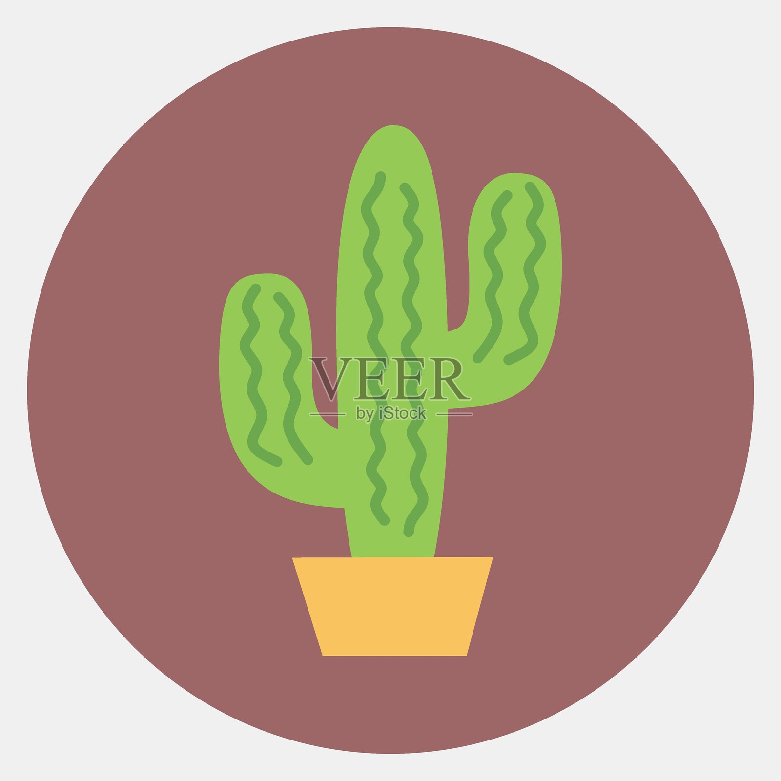 图标仙人掌。亡灵节庆祝元素。彩色哑光风格的图标。适合印刷、海报、标志、派对装饰、贺卡等。插画图片素材