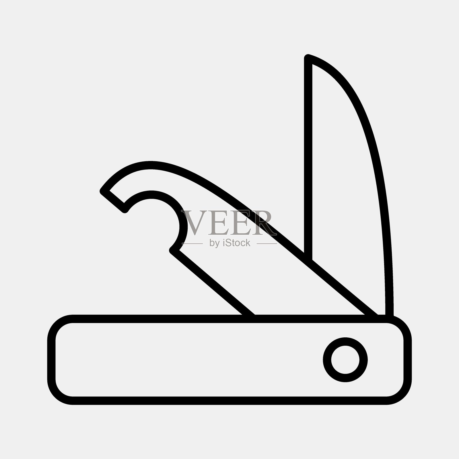 图标折叠刀。露营和冒险元素。线条风格的图标。适合用于印刷品、海报、标志、广告、信息图表等。插画图片素材