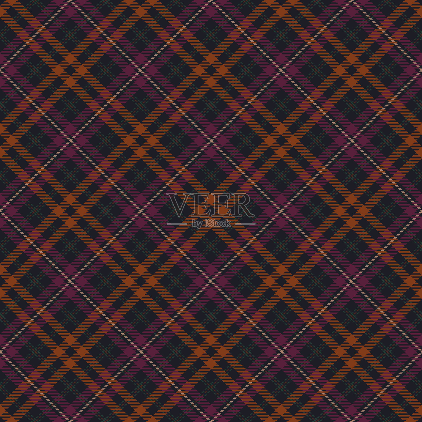 深色阴郁的秋季格子无缝图案插画图片素材