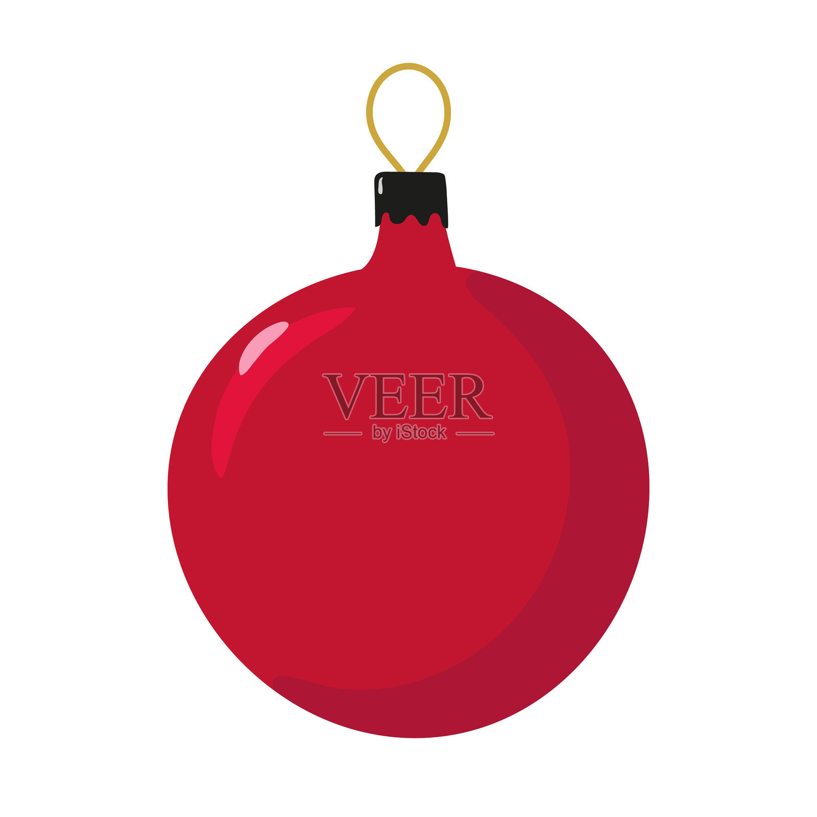 圣诞树球。透明背景上的红色球。插画图片素材