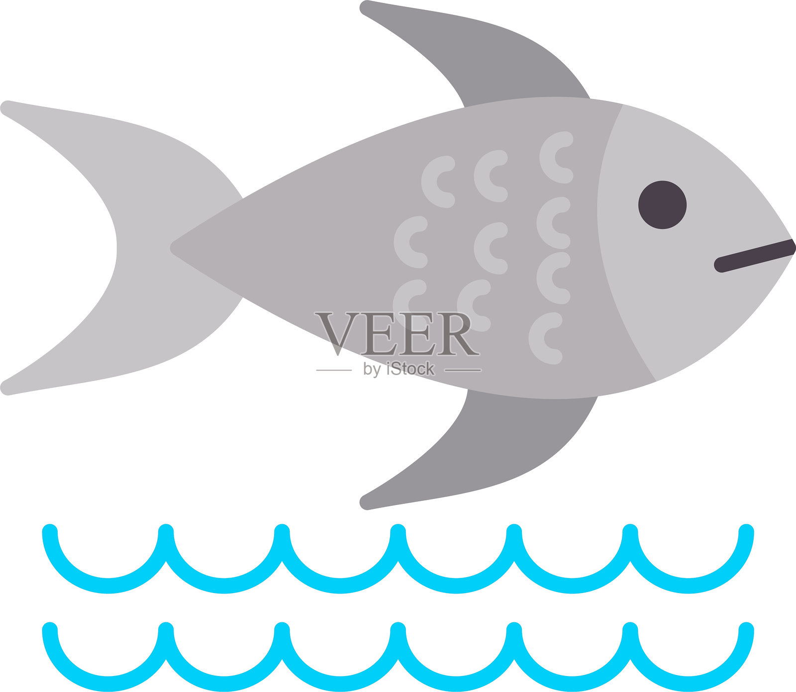 鱼类扁平图标设计插画图片素材