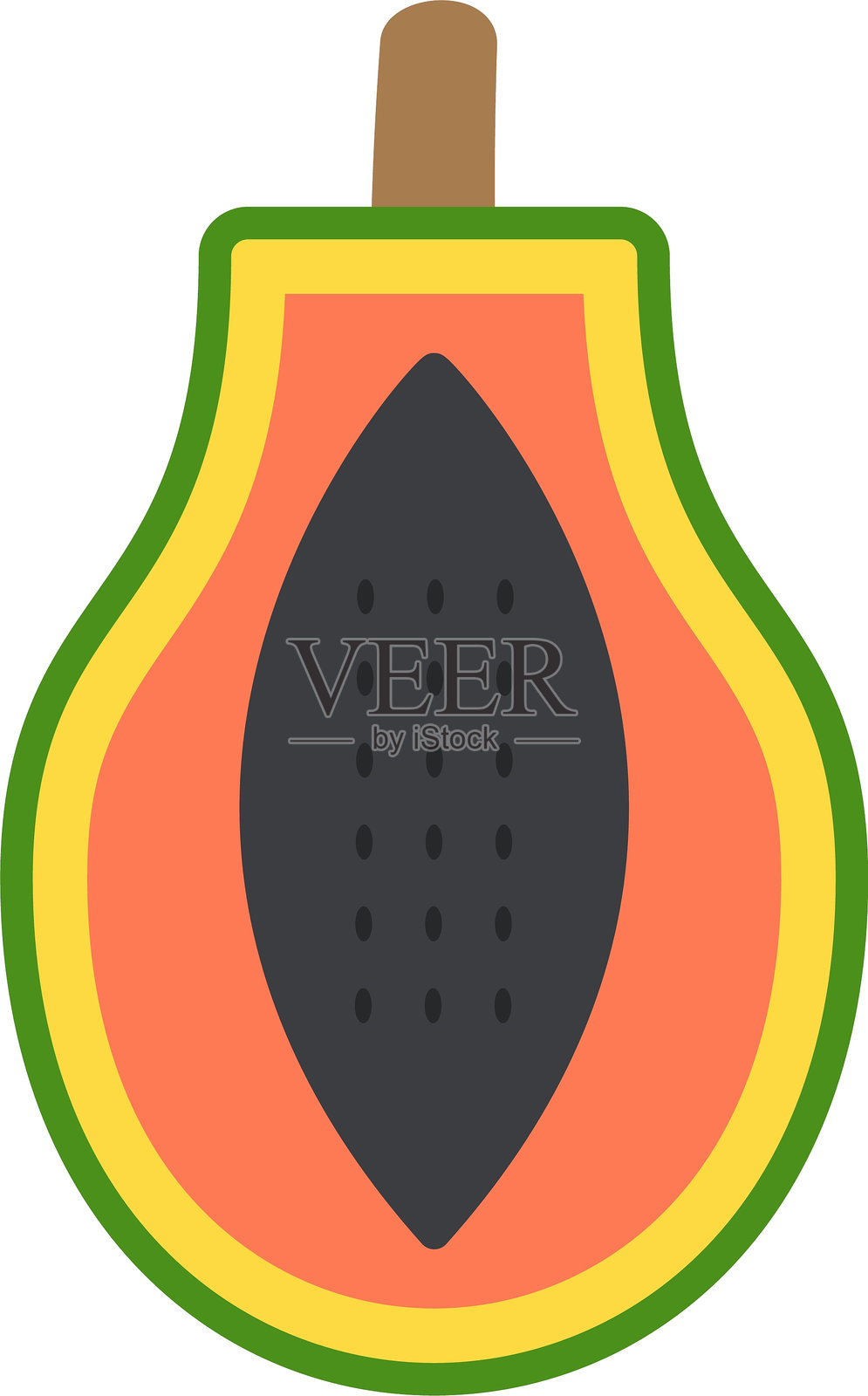 木瓜扁平图标设计插画图片素材