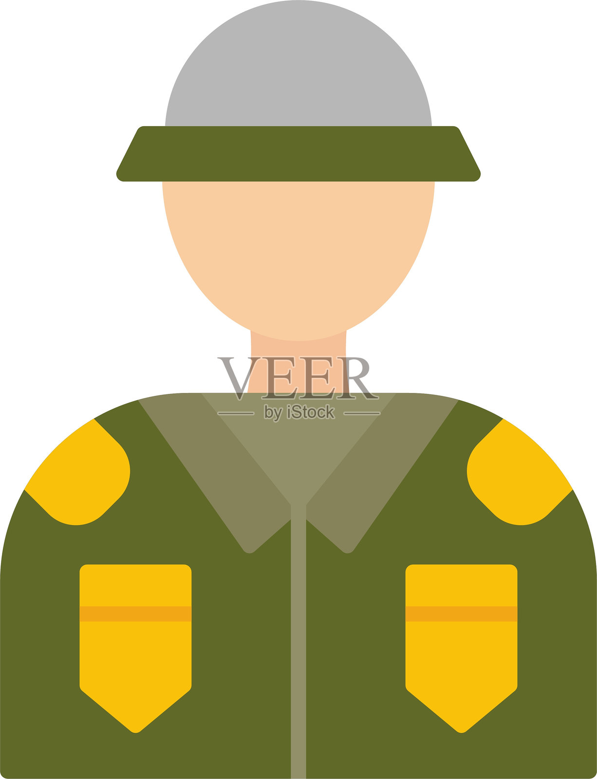 士兵扁平图标设计插画图片素材