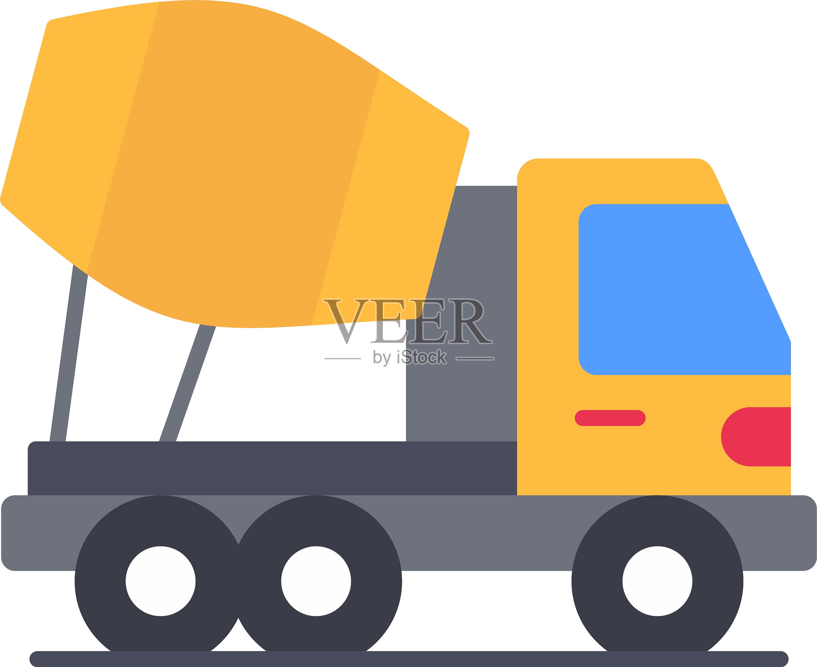 混凝土搅拌车扁平图标设计插画图片素材