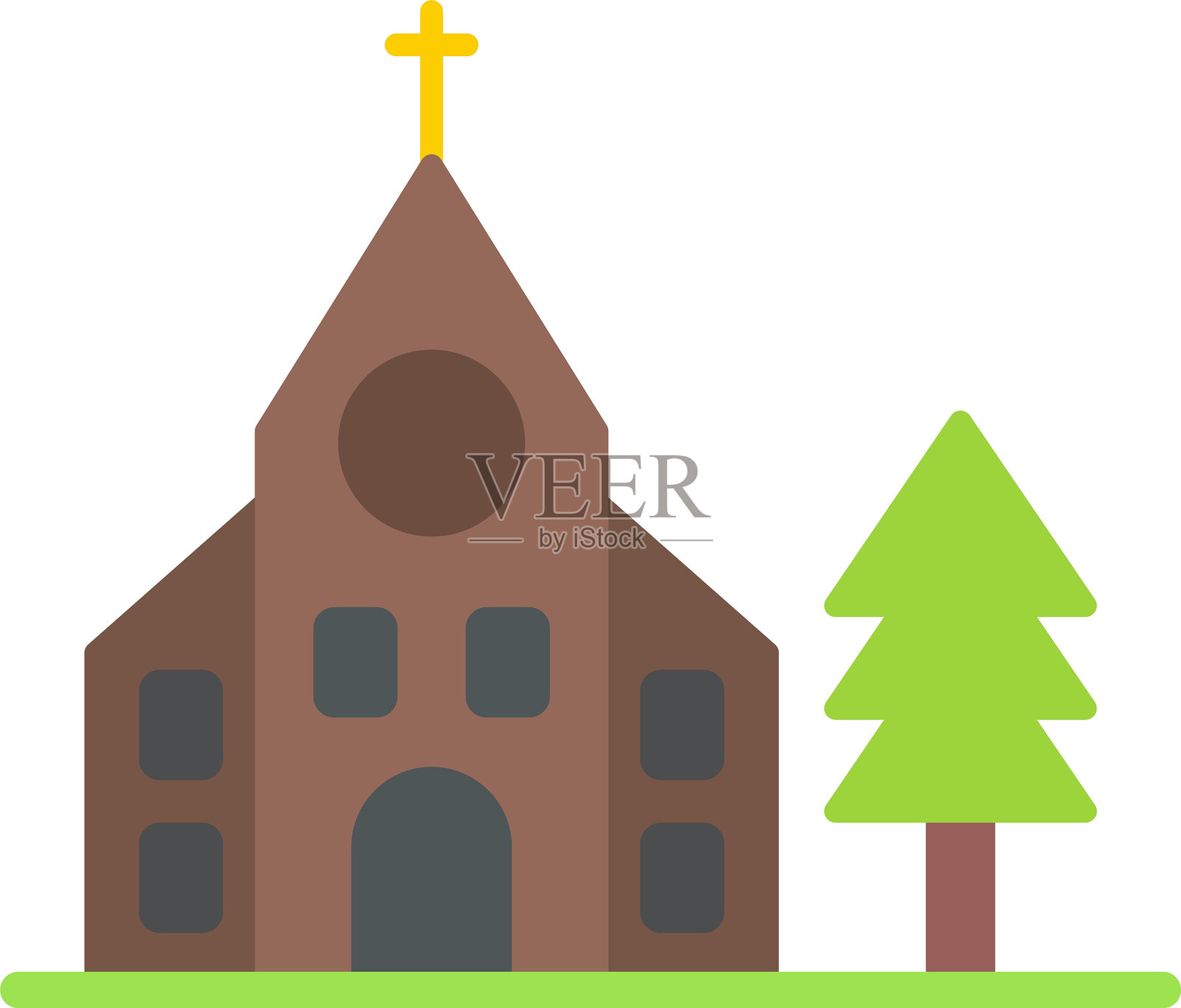 教堂扁平图标设计插画图片素材