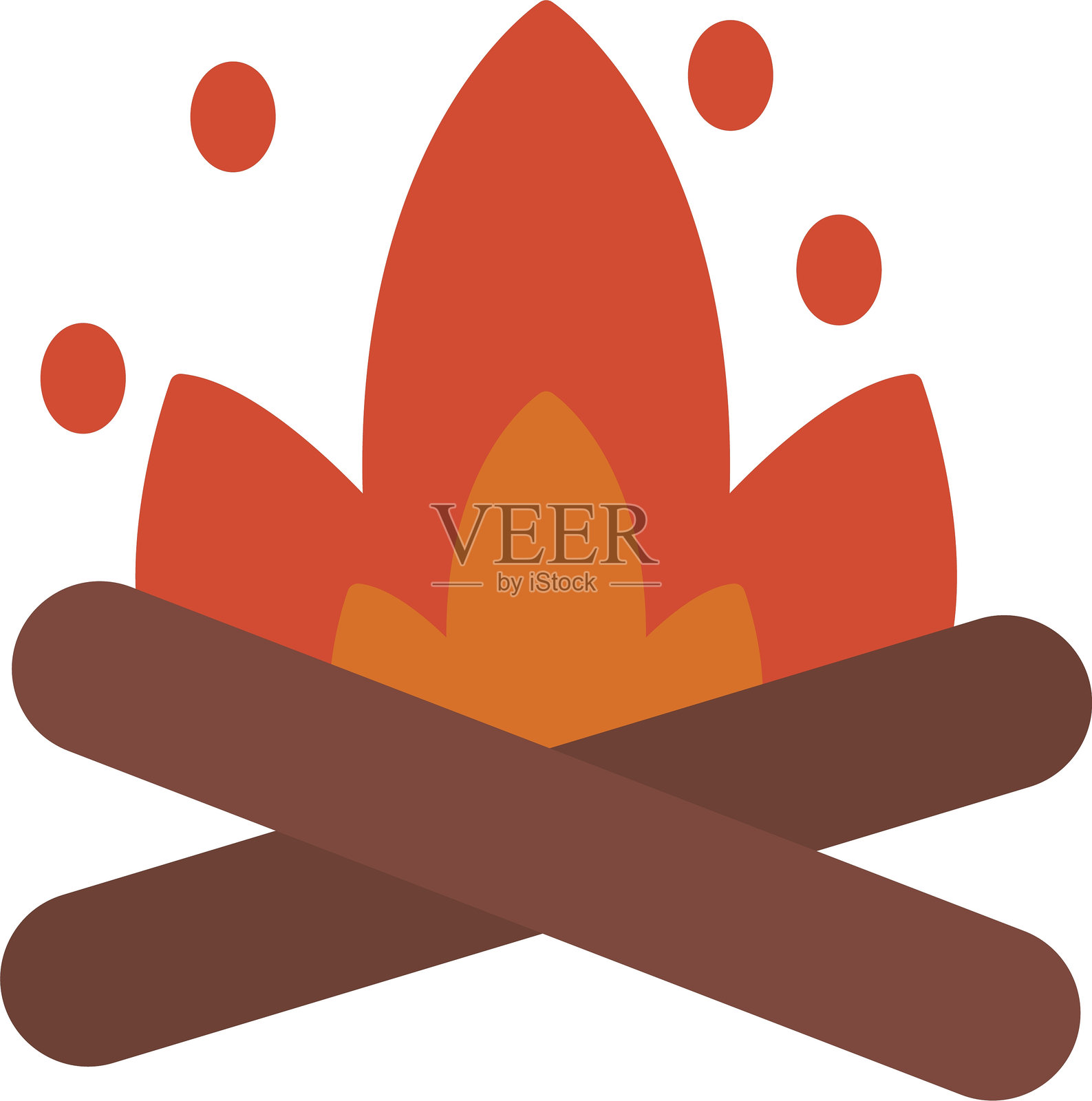 篝火扁平图标设计插画图片素材