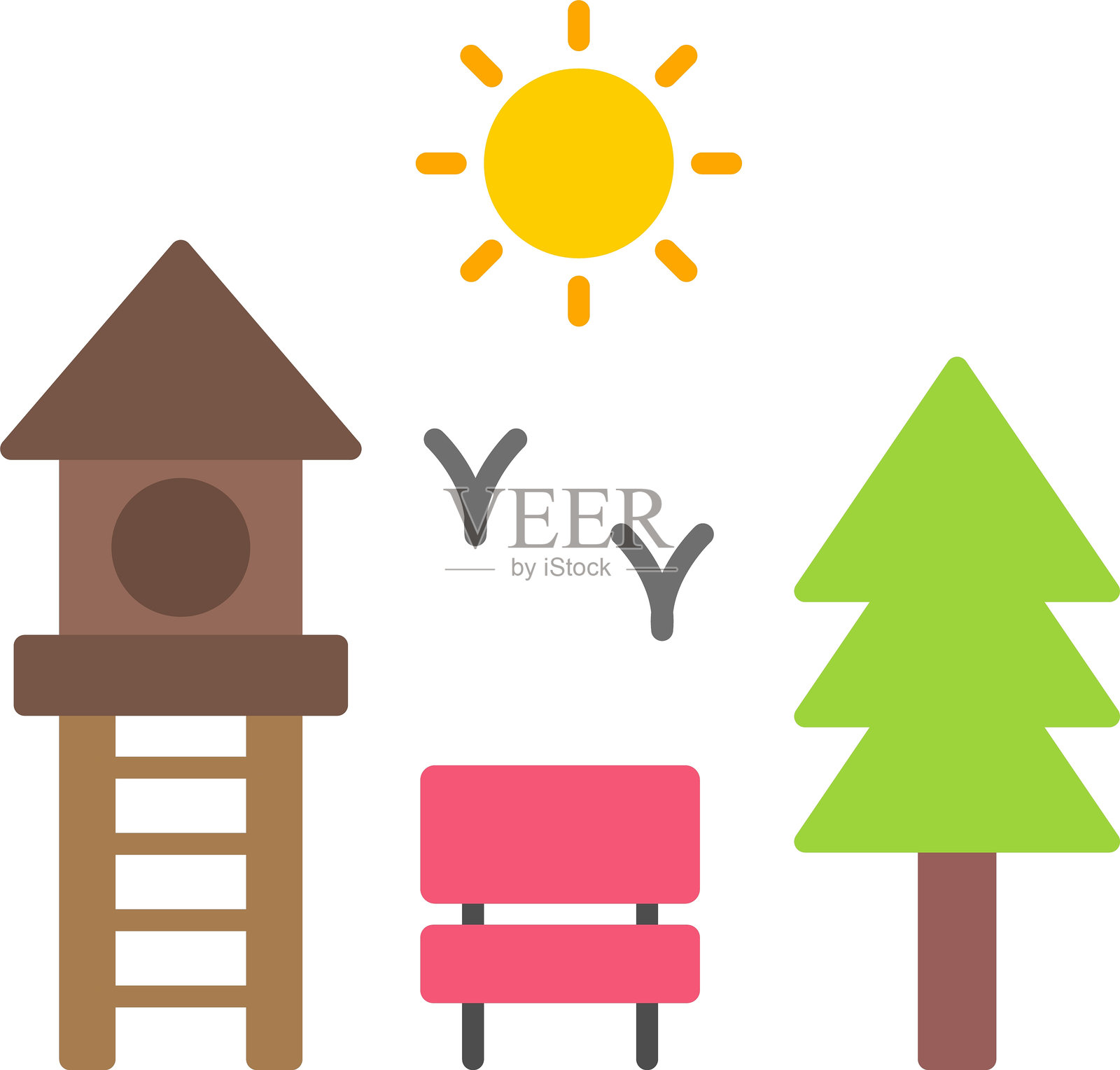 游乐场扁平图标设计插画图片素材