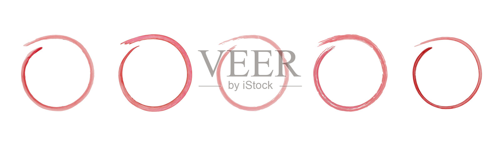 红色笔刷圆圈套装插画图片素材