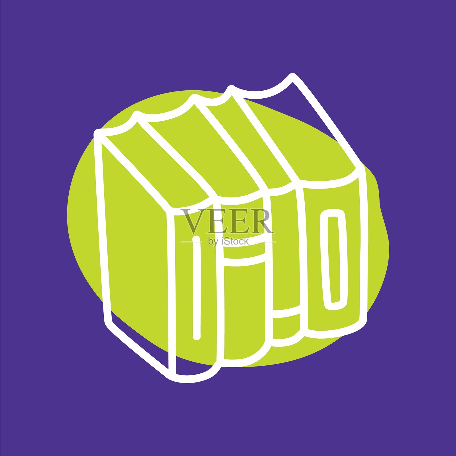 手绘的涂鸦书架图标，细线勾勒，配以五彩斑斓的色块插画图片素材