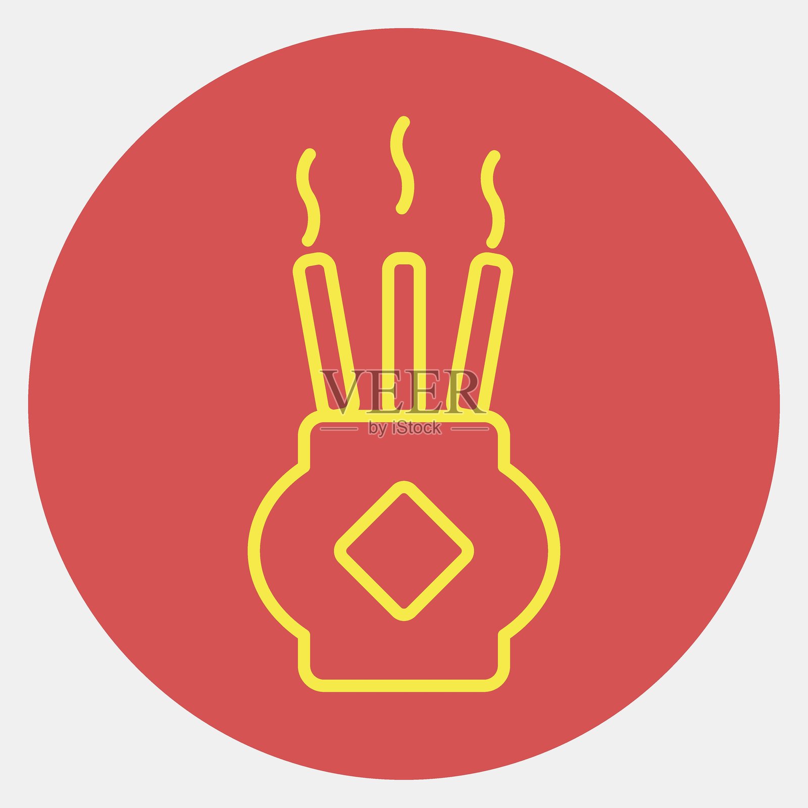 香炉图标。春节庆祝元素。红色风格的图标。适合印刷、海报、标志、派对装饰、贺卡等。插画图片素材