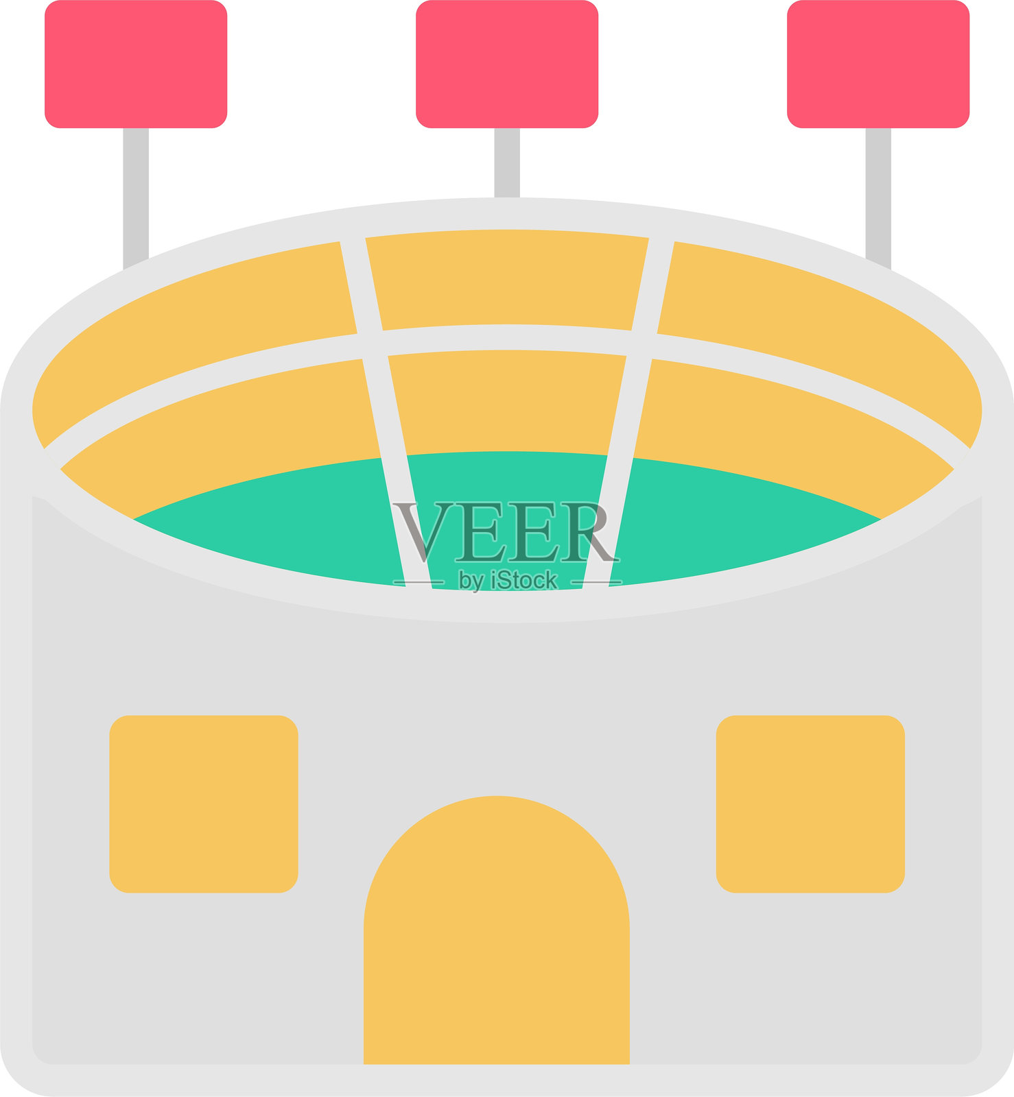 体育场扁平图标设计插画图片素材