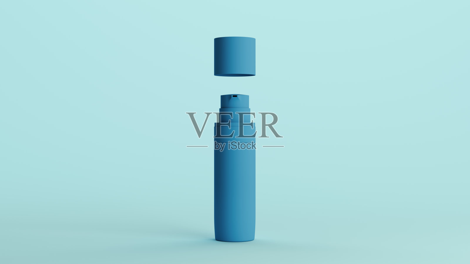 美容和护肤基础液瓶管化妆品容器个人护理单色浅蓝色背景照片摄影图片