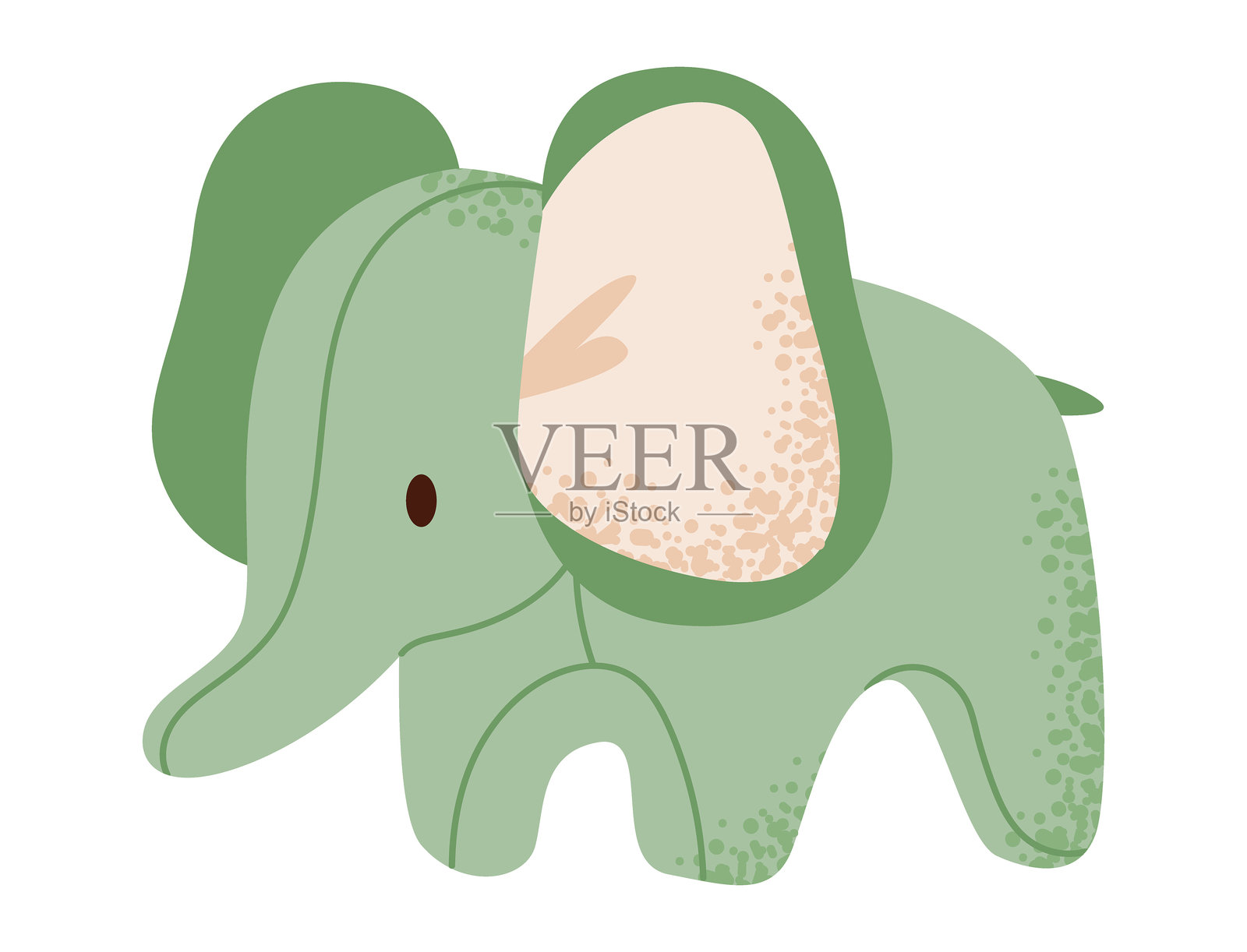 可爱的儿童软玩具大象。童年、儿童游戏、学前活动概念。平面矢量插图。插画图片素材