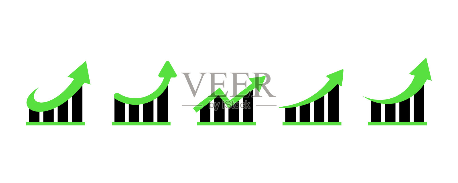 一组增长图表矢量图标。商业图表。财务上升。插画图片素材