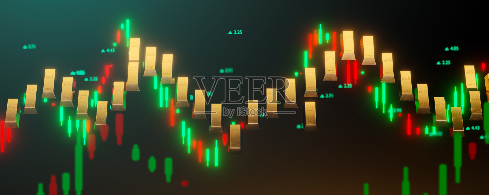 金条与股市波动背景照片摄影图片