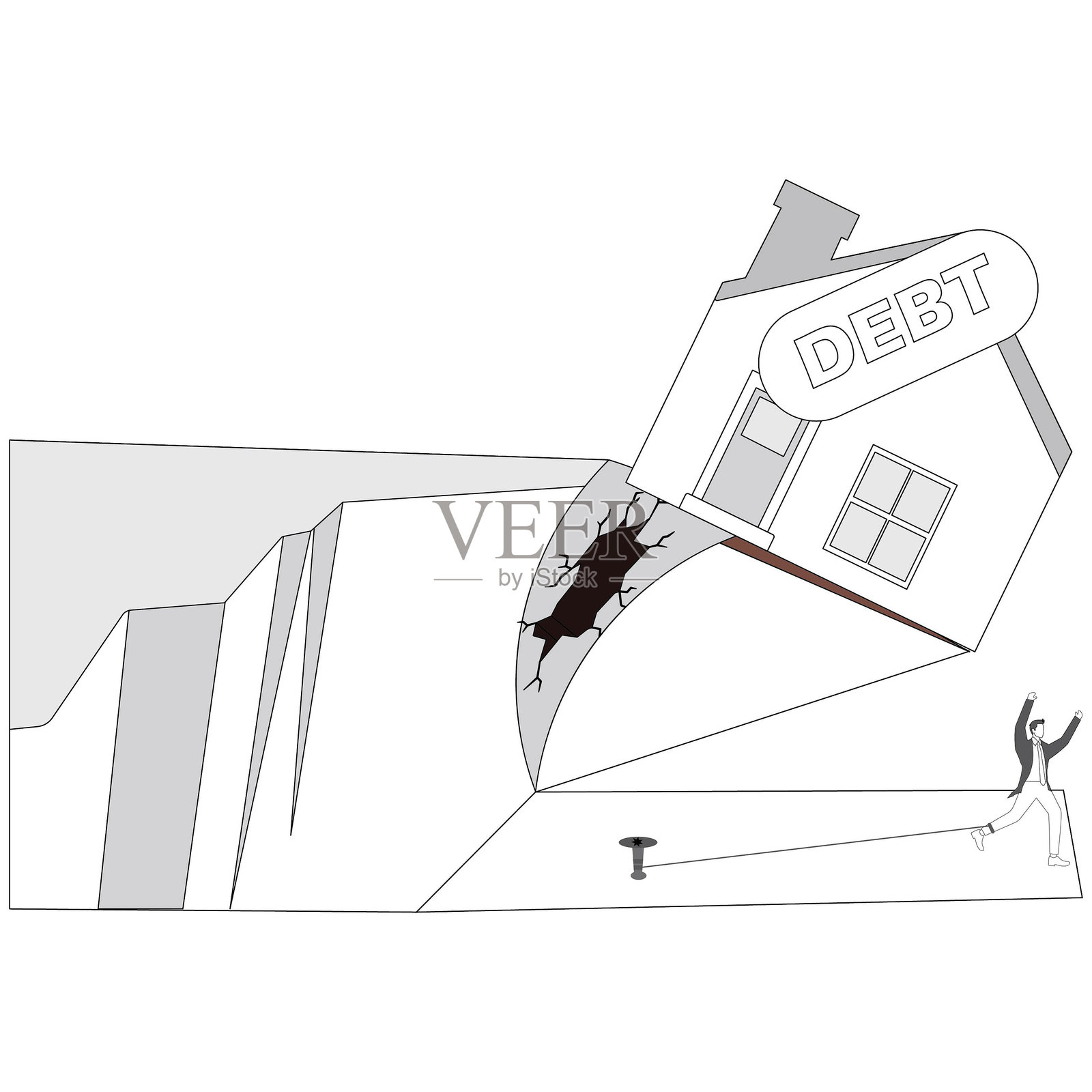 过度负担，房屋，危机，绝望，公寓，失败，商人插画图片素材