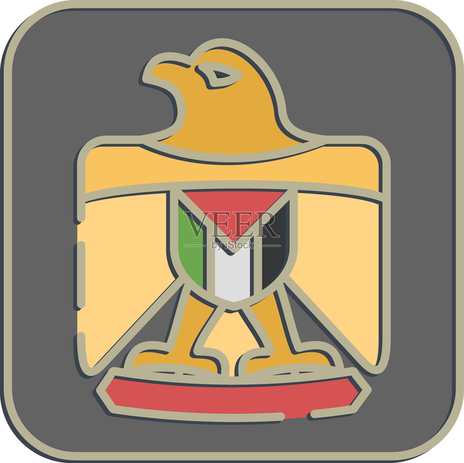 鹰的图标符号。巴勒斯坦元素。浮雕风格的图标。适合用于印刷、海报、标志、信息图表等。插画图片素材