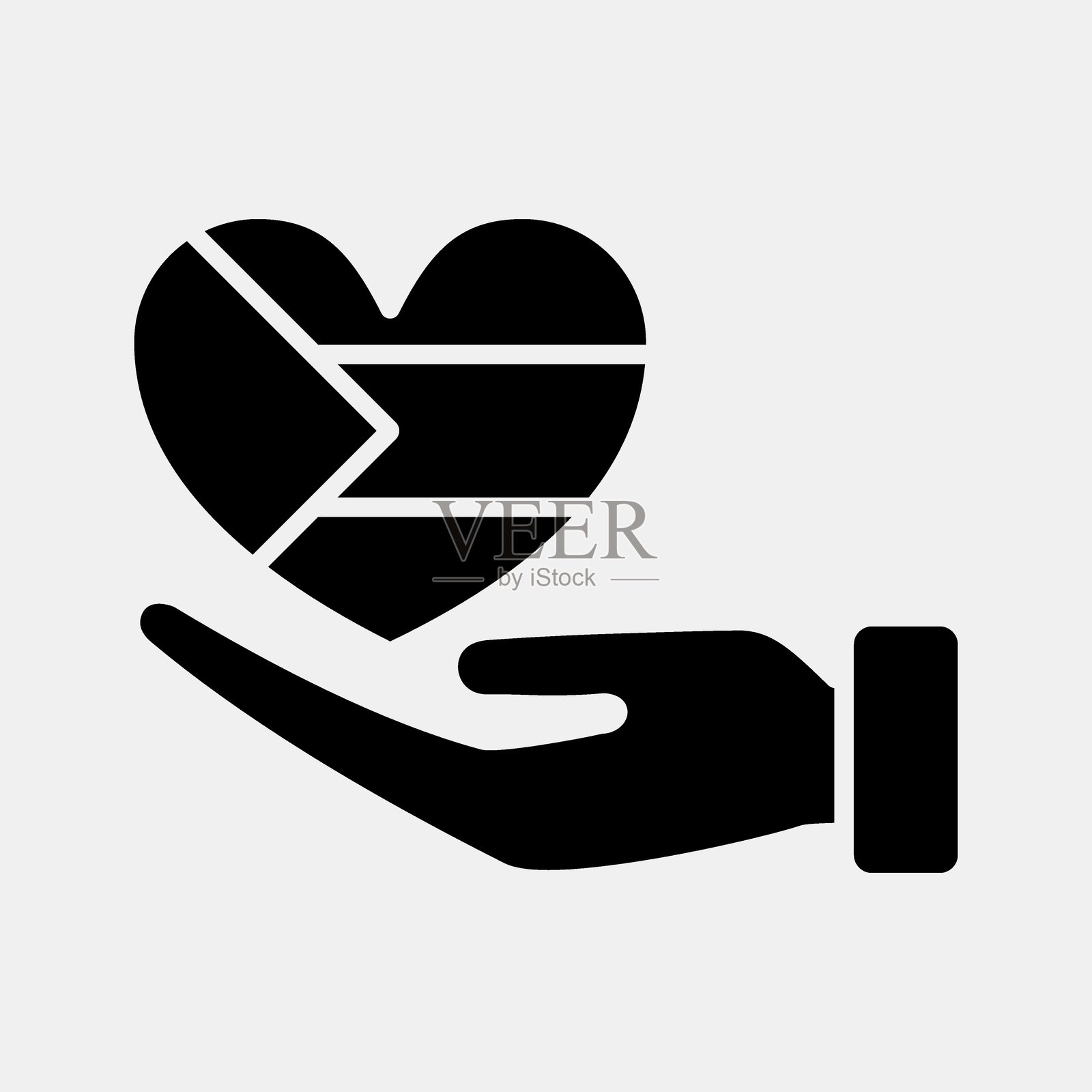 手与心的图标。巴勒斯坦元素。图标采用图形风格。适合用于印刷品、海报、标志、信息图表等。插画图片素材