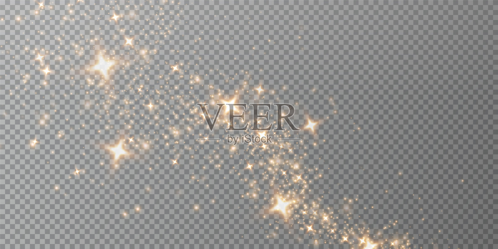 圣诞背景。粉末尘埃。魔幻的散景闪烁着金色尘埃。透明背景上的小逼真光斑。卡片、邀请函、背景和屏幕保护程序的设计元素。插画图片素材