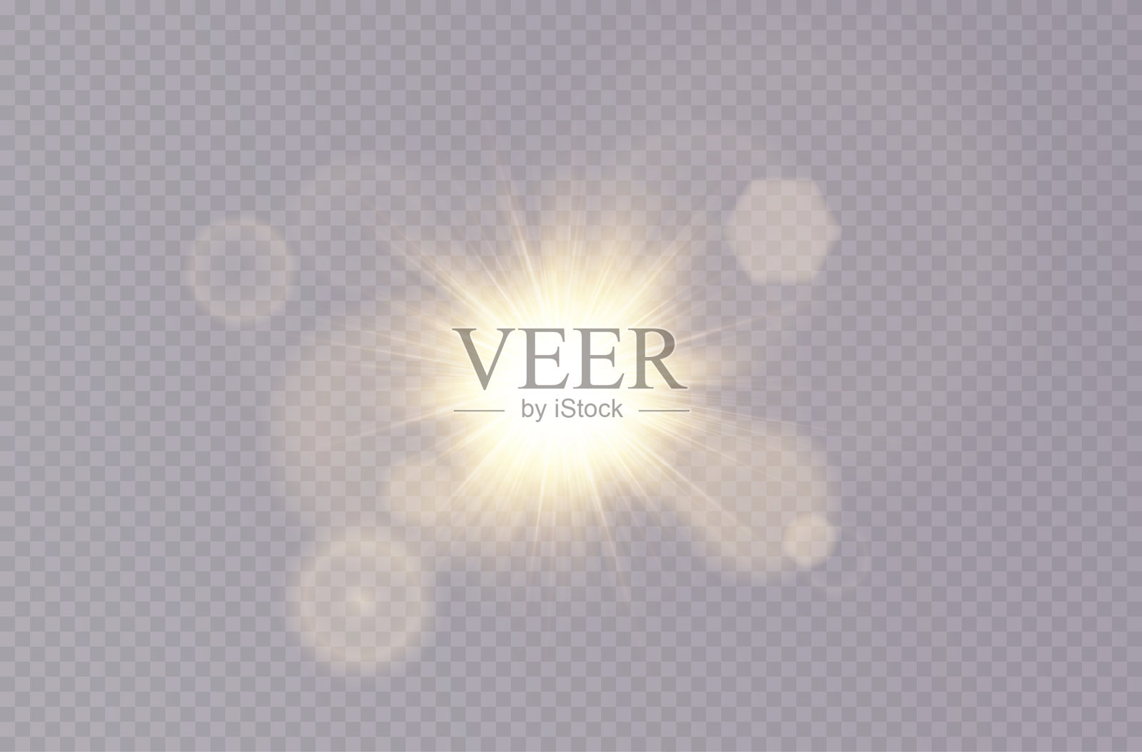 金色的光线，水平射出，带有眩光和闪光，背景透明。光星金色。阳光金色。闪光金色。插画图片素材