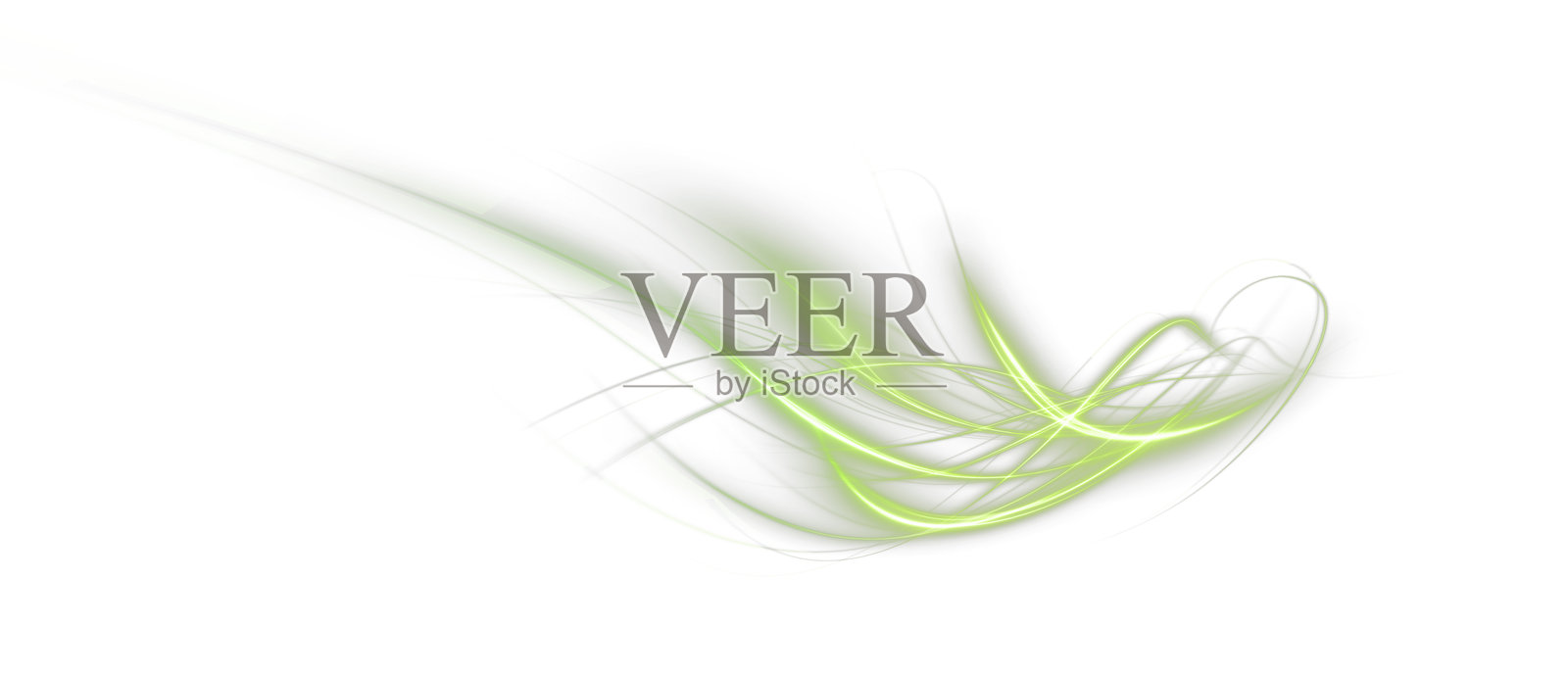 绿色弯曲光线，绳索，胶带。光滑的节日绿色线条，带有光效。浅绿色旋转。绿色线条的曲线光效。插画图片素材