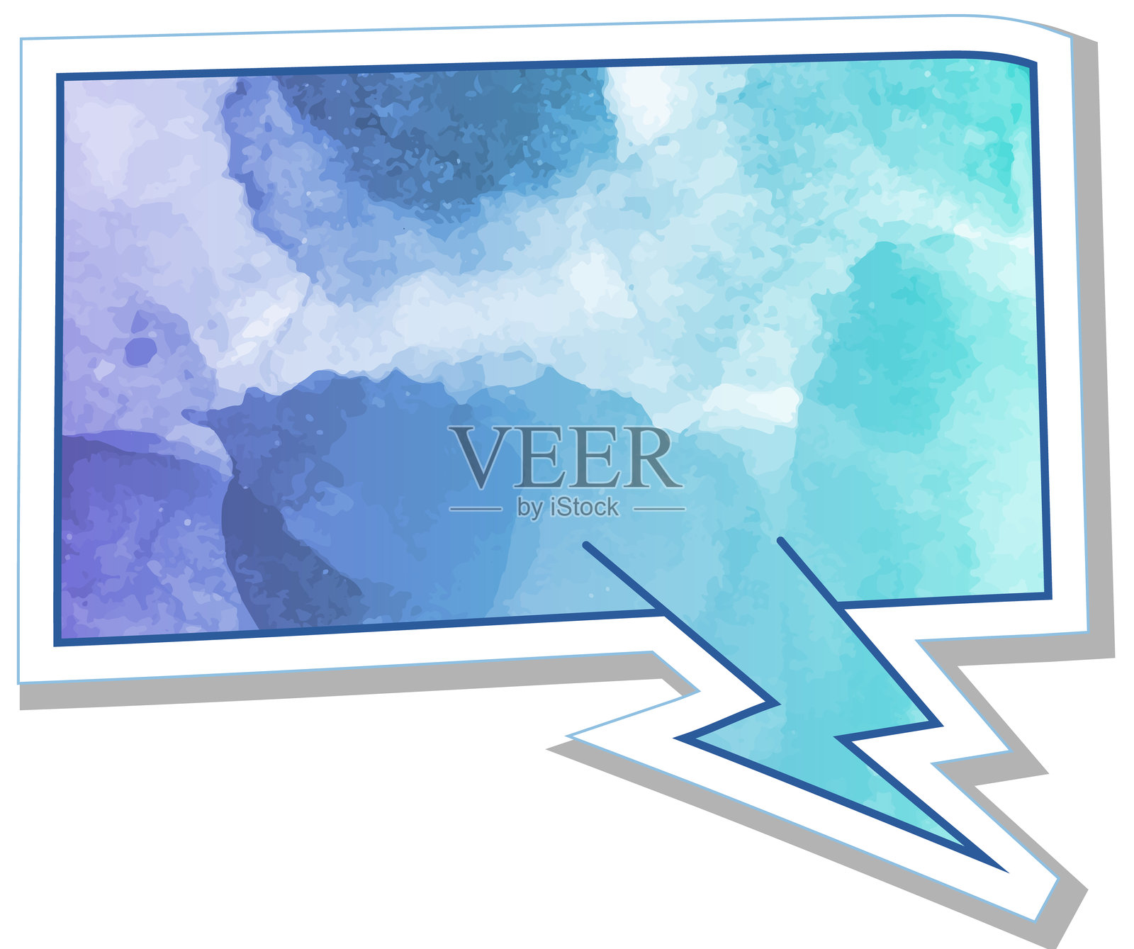 水彩聊天气泡贴纸插画图片素材