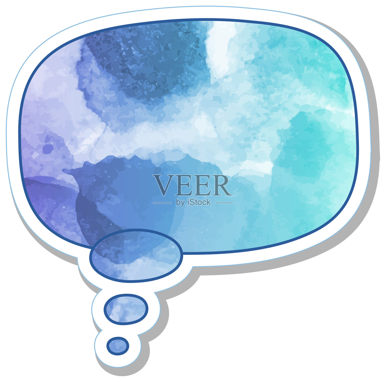 水彩聊天气泡贴纸插画图片素材