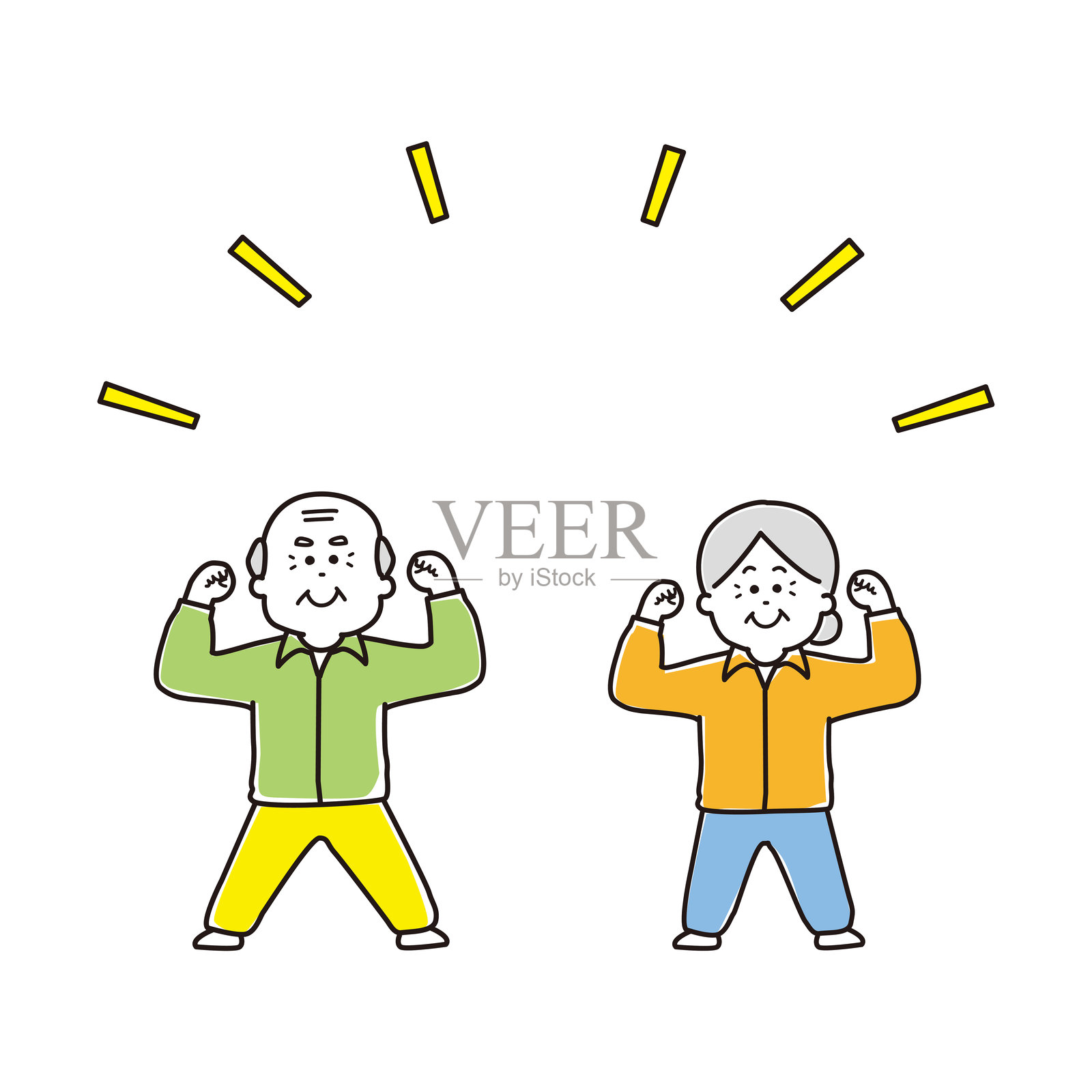 活泼的老年夫妇插画图片素材