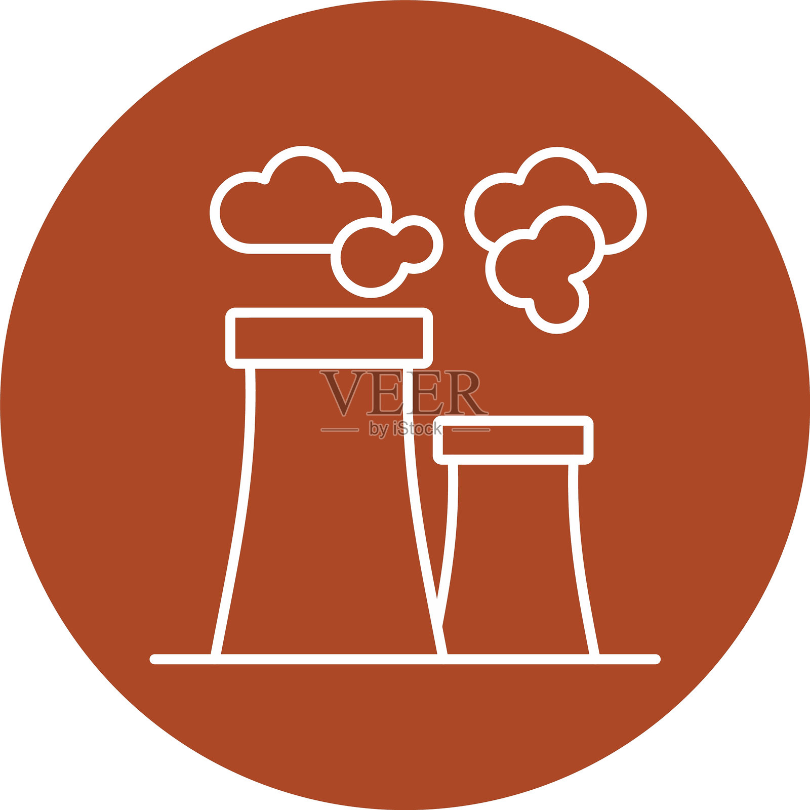 空气污染线条圆形图标