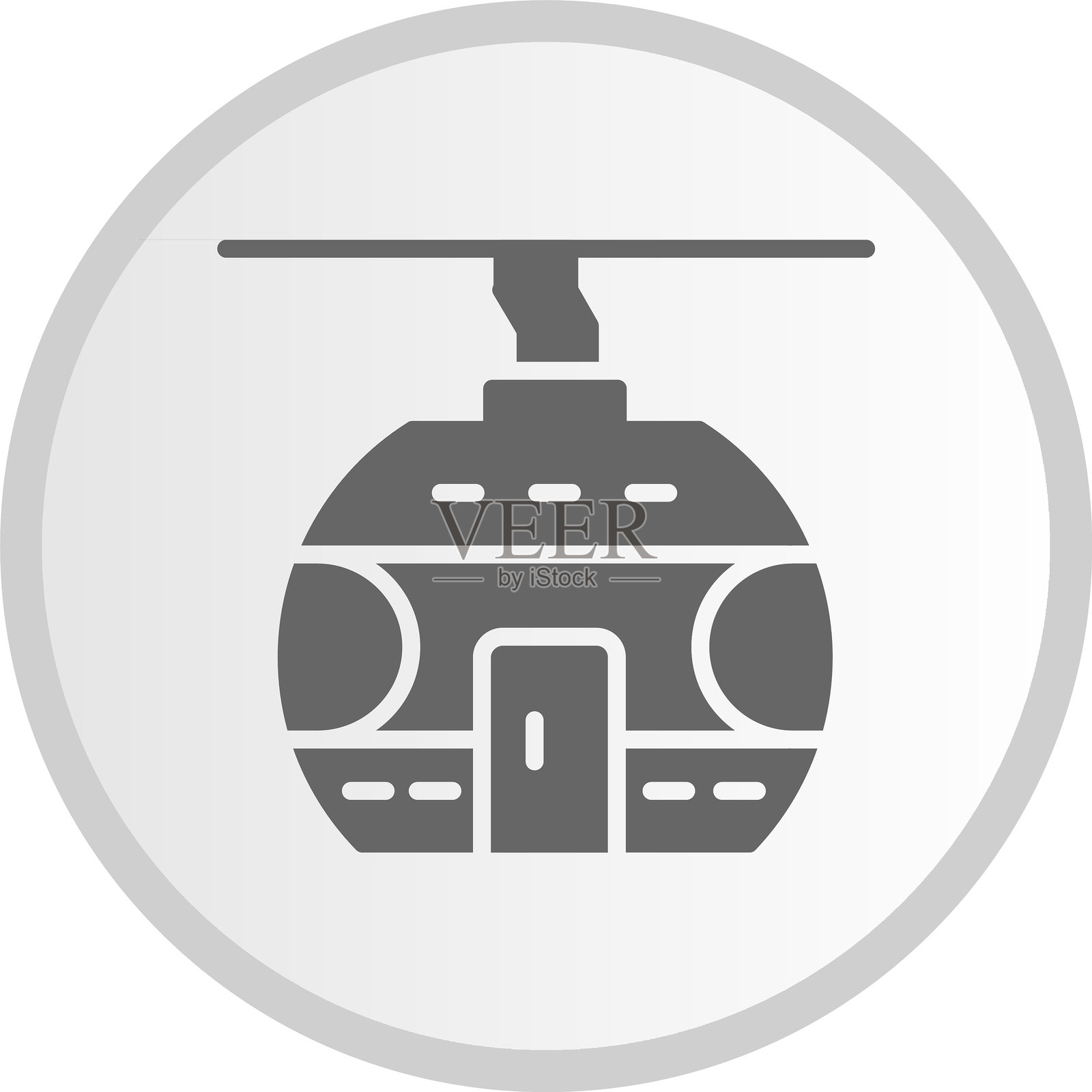 缆车舱图标灰色圆形插画图片素材