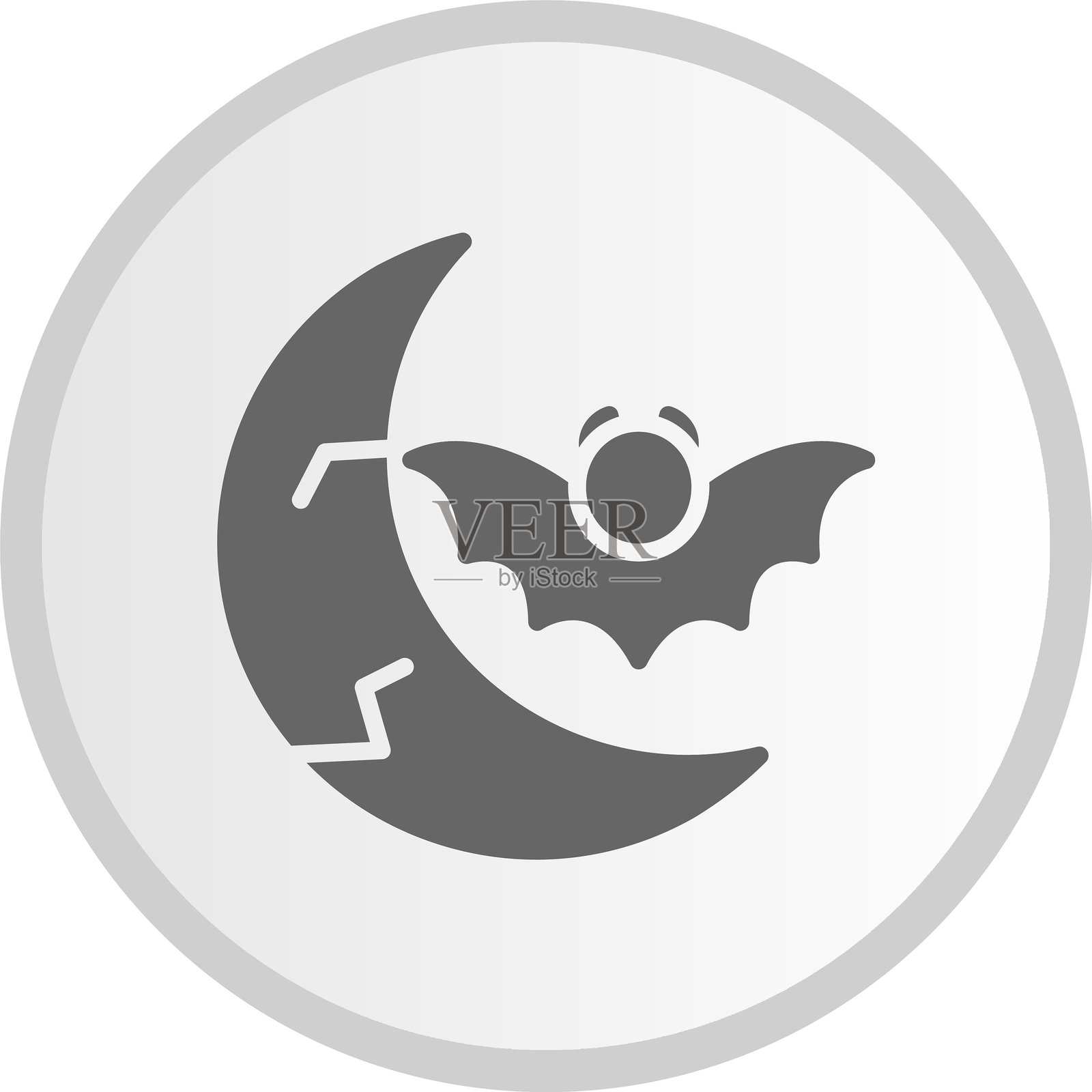 万圣节月亮符号圆形灰色图标插画图片素材