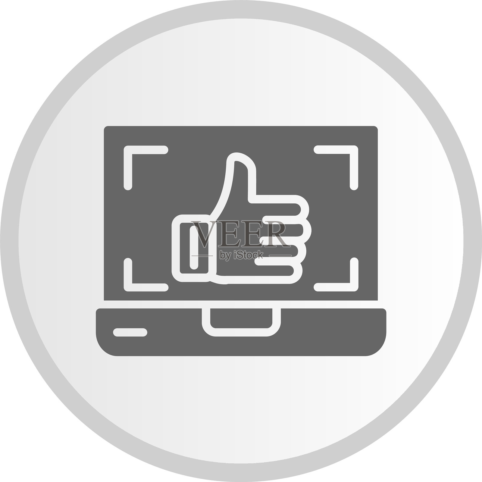 灰色圆形点赞图标插画图片素材