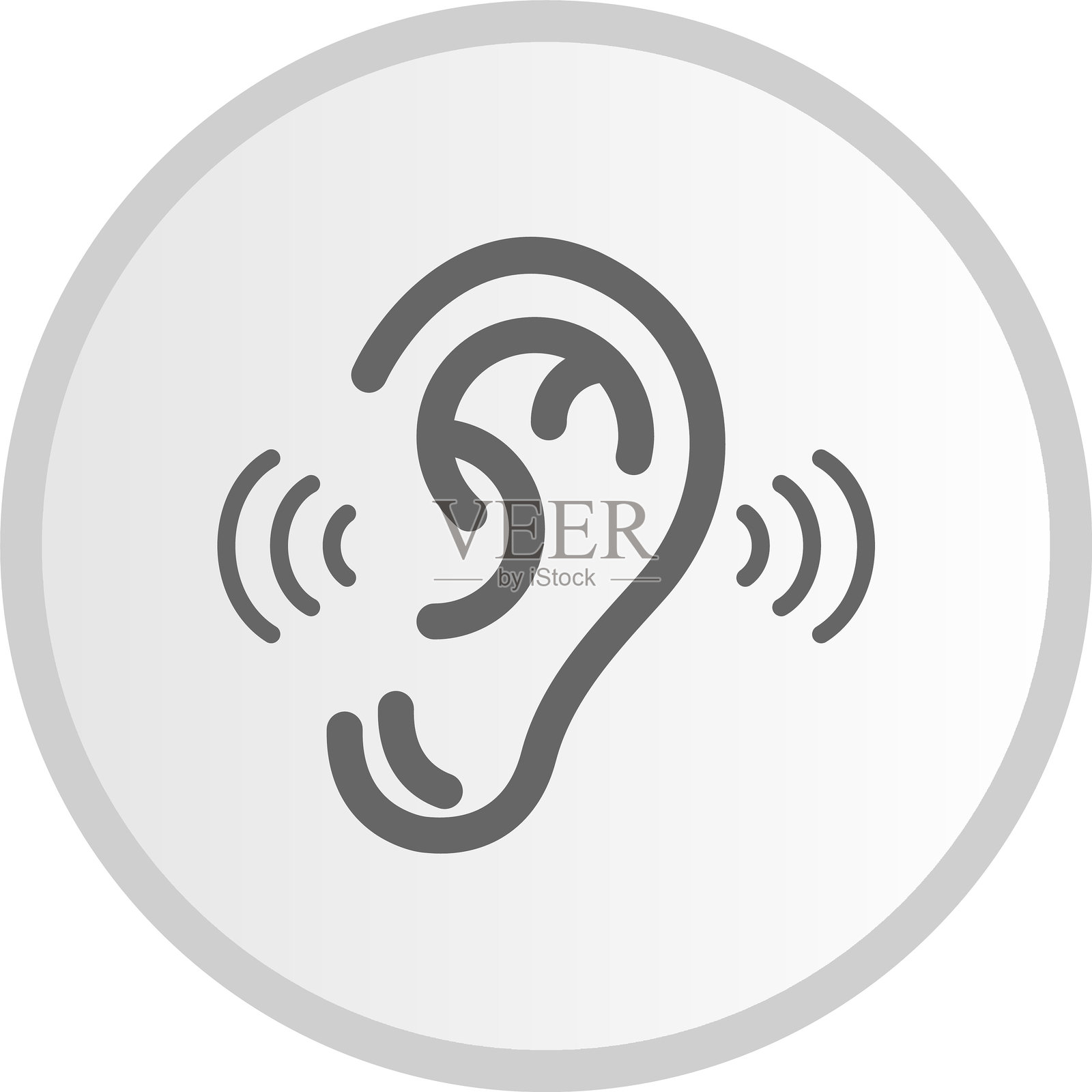 听力图标灰色圆形插画图片素材