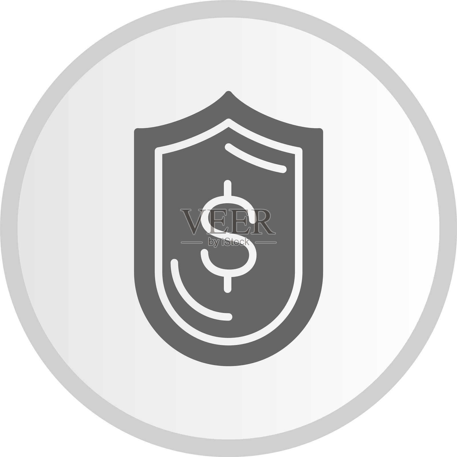 灰色盾形符号圆形图标插画图片素材