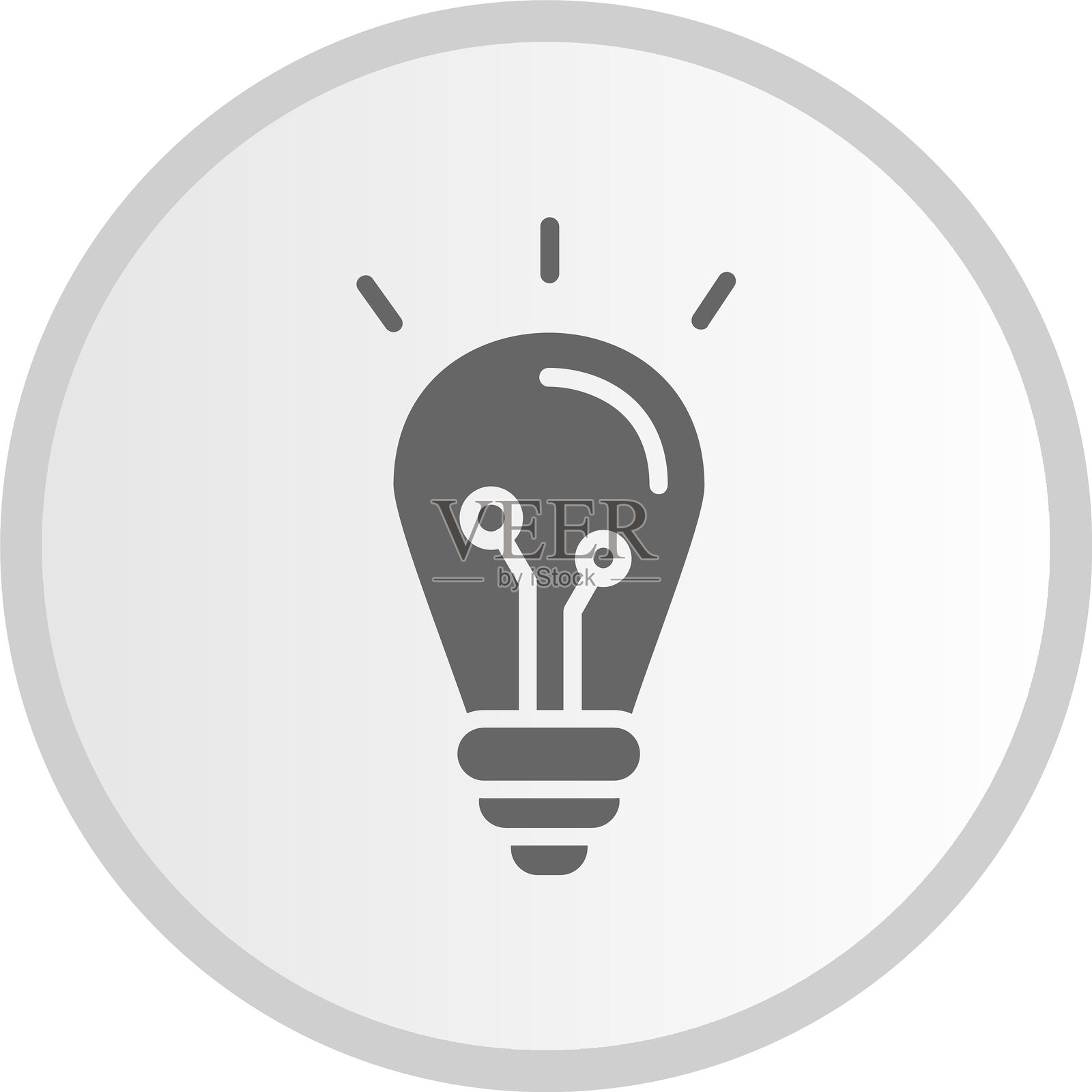 灰色圆形LED灯泡图标插画图片素材