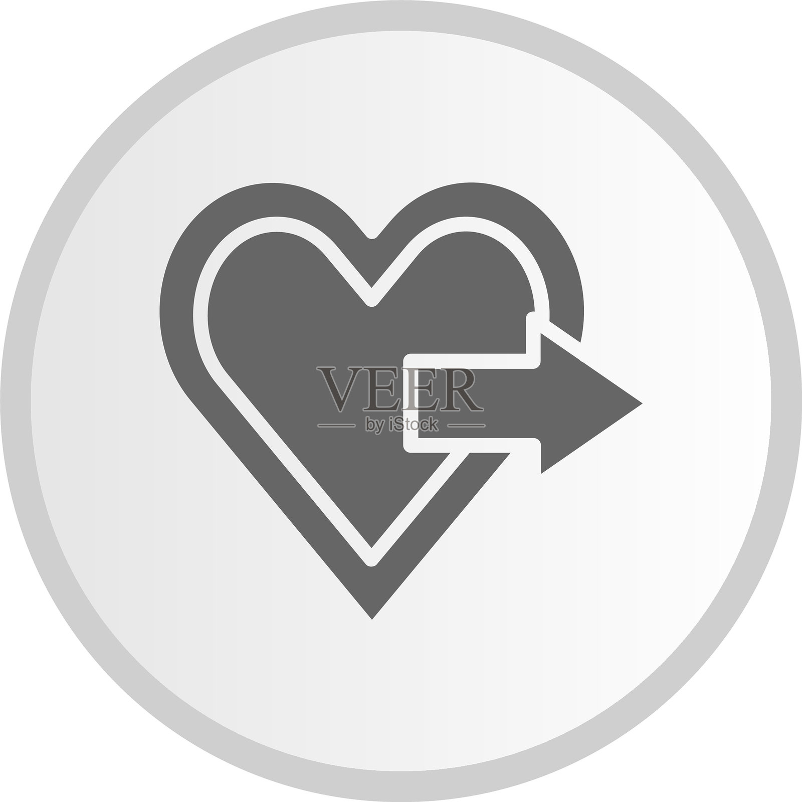 灰色心形符号圆形图标插画图片素材