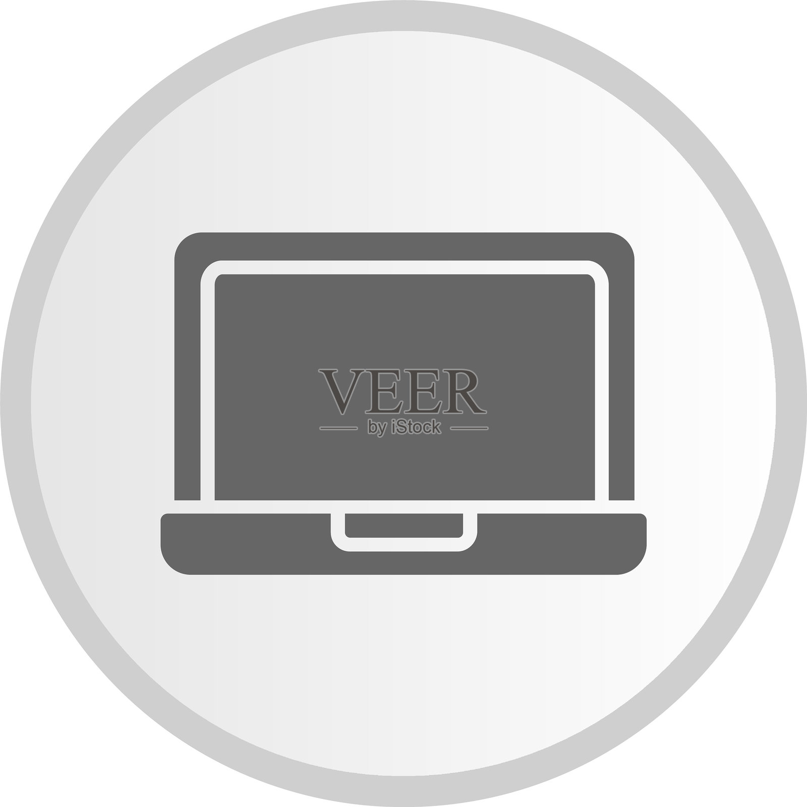 灰色圆形笔记本电脑图标插画图片素材